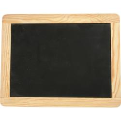 Schwarze Tafel mit Holzrahmen. Rechteckige Form. Keine Beschriftung oder Zeichnungen sichtbar.