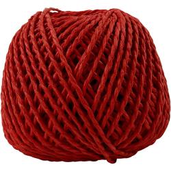 Roter Garnball, dicke, geflochtene Schnur. Rund geformt und kompakt.
