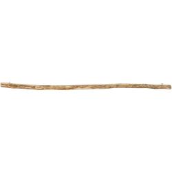 Lange, natürliche Holzstange mit einer geschwungenen Form. Die Oberfläche ist hell und hat eine unregelmäßige Maserung.