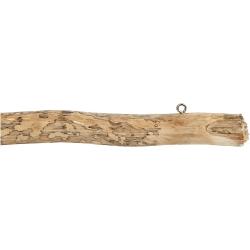 Lange, natürliche Holzstange mit einer geschwungenen Form. Die Oberfläche ist hell und hat eine unregelmäßige Maserung.