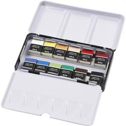 Art Aqua Aquarellfarben-Set, 12 Farben, Metallkasten mit Halbnapf 