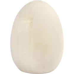 Holz-Ei in ovaler Form. Unbehandelte Oberfläche, helles Holz.