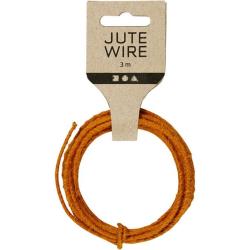 Jutendraht in orange, 3 Meter lang. Auf einer Pappkarte befestigt.