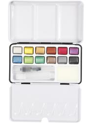 CREATIV COMPANY Metallic-Aquarellfarben-Set 12 Farben inklusive Wassertank-Pinsel 