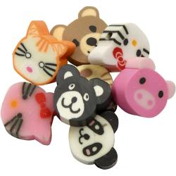 Tüte mit bunten Schmuckperlen in Tierform. Enthält verschiedene Panda- und Tiergesichter.