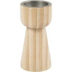 Holzkerzenhalter in konischer Form. Oben mit metallischem Einsatz.