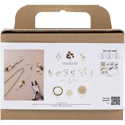 Kreativset für Schmuckherstellung. Enthält Materialien für zwei Ohrringe und ein Armband mit echten Kristallen.