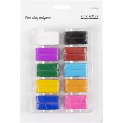 Set aus 10 Stücken Polymer-Ton. Verschiedene Farben: Weiß, Schwarz, Lila, Rot, Grün, Blau, Gelb, Orange, Pink. Jedes Stück wiegt 20 g.
