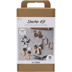 Starter Kit für Schmuckherstellung. Enthält verschiedene Schmuckteile aus Modelliermasse.