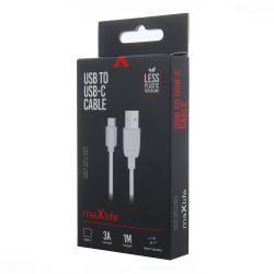 Weißes USB-Kabel mit einem Standard-USB-Anschluss und einem Micro-USB-Anschluss. Die Kabel sind glatt und flexibel.