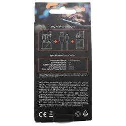 USB zu Lightning Kabel in weiß. Verpackung zeigt 3 Meter Länge und 2A Stromstärke.