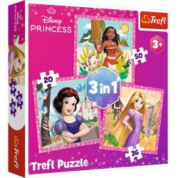 Puzzlebox mit Disney Prinzessinnen Motiven. Enthält drei Puzzles mit 20, 36 und 50 Teilen.