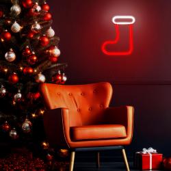 Neonlicht Weihnachtssocken rot/weiß