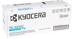 Toner Karton in Weiß mit blauer Schrift. Für Kyocera Drucker, Modell TK-5370C.