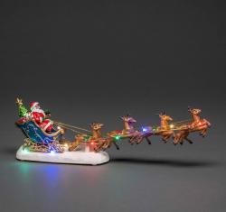 LED-Szenerie Weihnachtsmann auf Schlitten 35,5 × 14 × 6,5 cm bunt