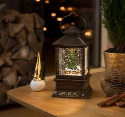 LED Laterne Weihnachtsmarkt 22 × 10,5 × 10,5 cm braun