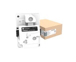 weiße Abfalltonerflasche von Lexmark. Verpackung in braunem Karton. Aufschrift mit Modellnummer 20NOW00.