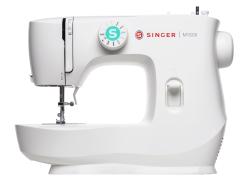 weiße Nähmaschine von Singer. Modell M1505 mit verschiedenen Nähprogrammen.