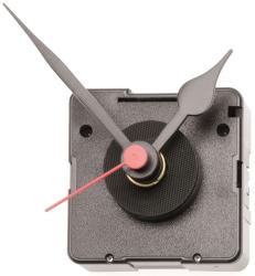 Quarz-Uhrwerk in einer transparenten Verpackung. Geeignet für Ziffernblätter von 9 bis 13 mm Dicke.