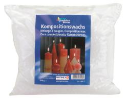 Verpackung mit Kompositionswachs für Kerzenherstellung. Enthält weiße Wachskügelchen.