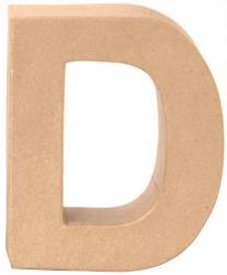 Braune Buchstabenform 'D' aus Pappe. Offene Mitte, schlicht und ohne Muster.