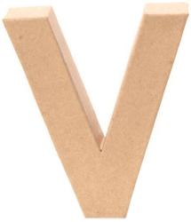 Buchstabe V aus hellem Material. Dreidimensional und schlicht.