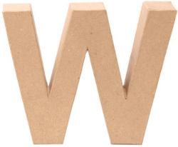 Dreidimensionaler Buchstabe W aus Pappe. Farbe ist braun und unbemalt.