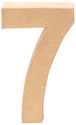 Zahl 7 aus Pappe in brauner Farbe. Die Form ist dreidimensional und leicht gebogen.