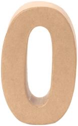 Zahlenfigur '0' aus Karton. Beige Farbe, leicht strukturiert. Hohe, offene Form.