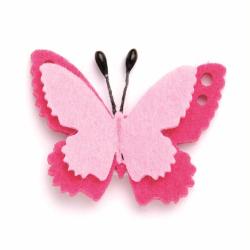 GLOREX Filzschmetterlinge selbstklebend 6 Stück pink