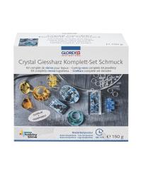 Kreativset für Schmuckherstellung mit Gießharz. Enthält verschiedene Formen und Farben von Harzstücken.