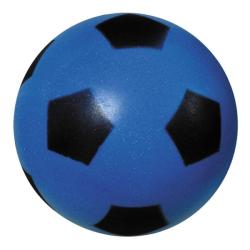 Gelbe Fußball mit schwarzen Pentagons. Rund und weich.