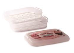 SNIPS Muffinbox für 24 Muffins transparent/rosa
