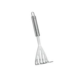 Edelstahl Wender mit flacher, geschlitzter Fläche. Langer Griff mit Aufhängemöglichkeit.