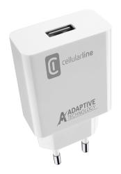 Weißes Ladegerät mit zwei Pins. Dazu ein USB-Kabel mit einem USB-A und einem USB-C Anschluss.
