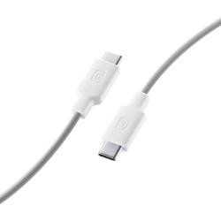 weißer USB-C Kabel. Beide Enden mit flachen, rechteckigen Anschlüssen. Kabel in grauer Farbe.