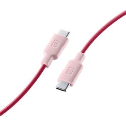 Roter USB-C-Kabel mit pinken Steckern. Die Enden sind abgerundet.