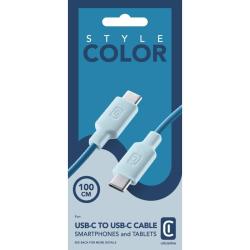 blauer USB-C-Kabel mit zwei grauen Anschlüssen. Die Kabeloberfläche ist glatt.
