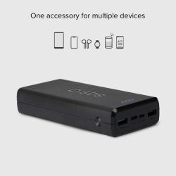 SBS Powerbank Fast Charge mit 20.000 mAh und 2 USB-Ausgängen schwarz