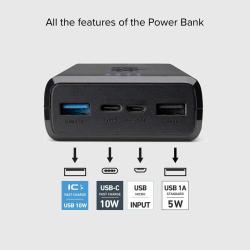 SBS Powerbank Fast Charge mit 20.000 mAh und 2 USB-Ausgängen schwarz