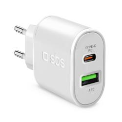 SBS Travel Charger 1x USB Type C + 1 USB AFC 20W