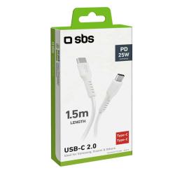 SBS Datenkabel USB-C- auf USB-C-Stecker 1,5 m weiß