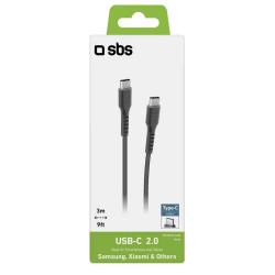 SBS USB-C auf USB-C-Daten- und Ladekabel 3 m schwarz