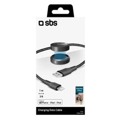 SBS USB-A auf Lightning-Kabel mit Magnethalterung schwarz