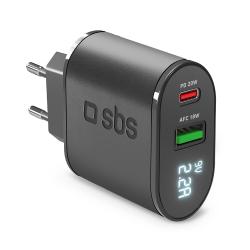 SBS Ladegerät mit Power Delivery-Ladung LCD-Anzeige 20 W schwarz