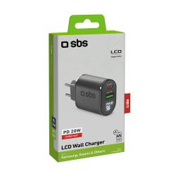 SBS Ladegerät mit Power Delivery-Ladung LCD-Anzeige 20 W schwarz