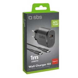 SBS Kit mit 15W Netzladegerät und USB-C auf USB-C Kabel schwarz