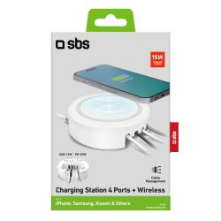 SBS Mobile Wireless Charger Station 15 W 3 x USB/USB-C weiß