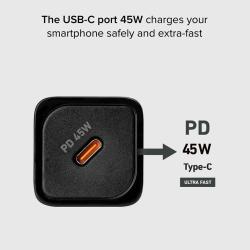 SBS Netzladegerät mit PD-Technologie 45 W-USB-C-GaN schwarz