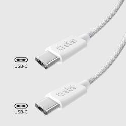 SBS Textilkabel USB-C auf USB-C-Stecker inklusive Kabelhalter 1,5 m weiß